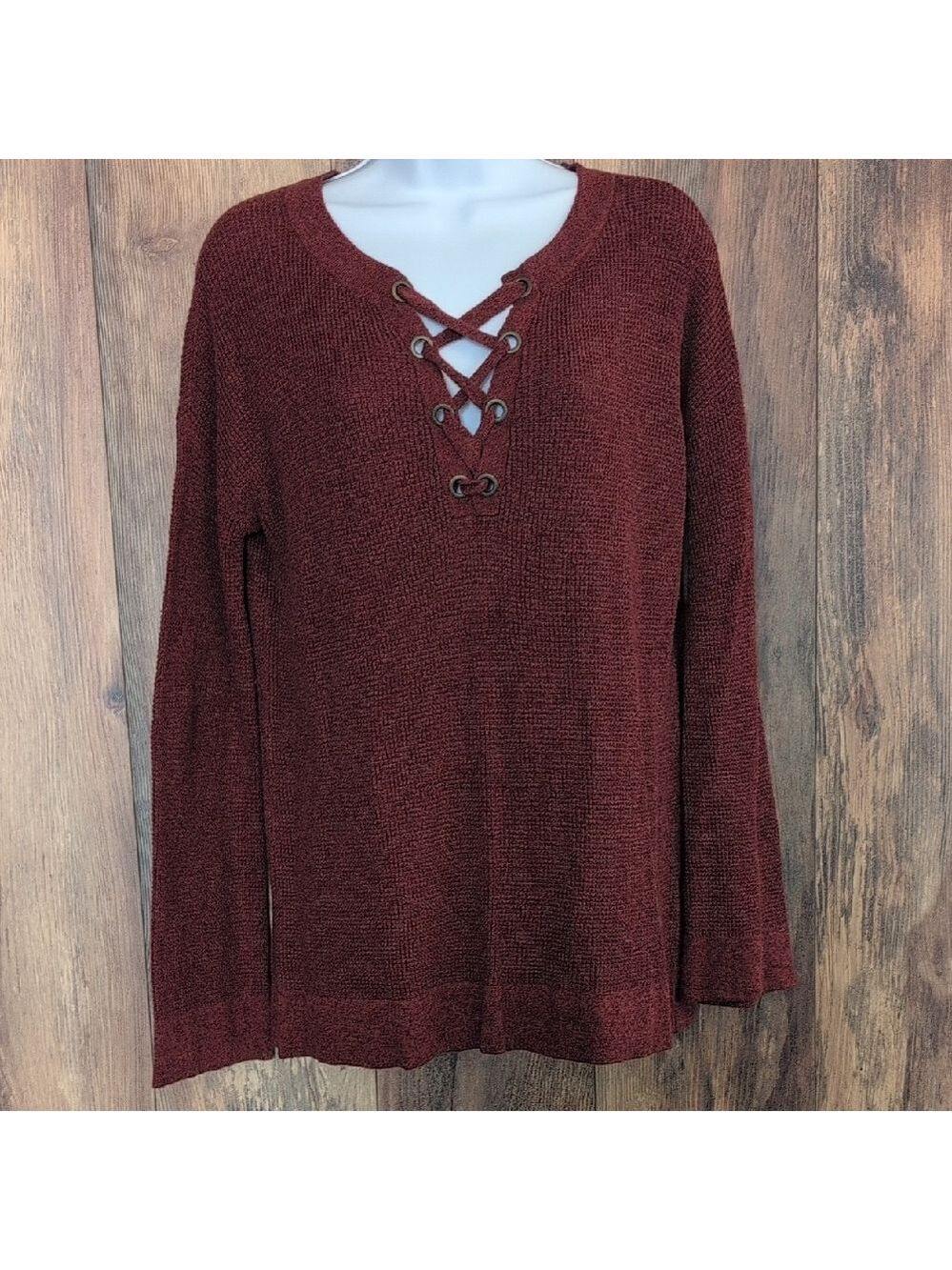 American Eagle Outfitters V-Neck Lace-Up Jegging Fit Sweater S H118
